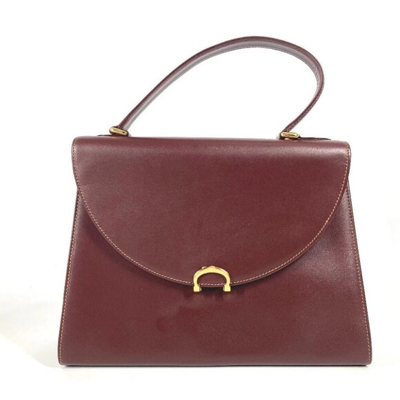 CARTIER Must de Line Shoulder Bag Shoulder Bag Hand Bag Leather Bordeaux - Picture 1 of 16